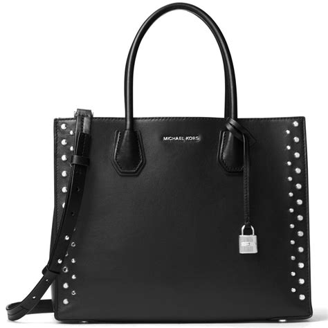 michael kors mercer stud & grommet large convertible tote damson|Mercer Medium Studded Leather Belted Satchel .